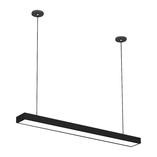 Modern Black/White Rectangle Pendant Light - 23.5’/35.5’/47’ Wide Led Iron Hanging Fixture