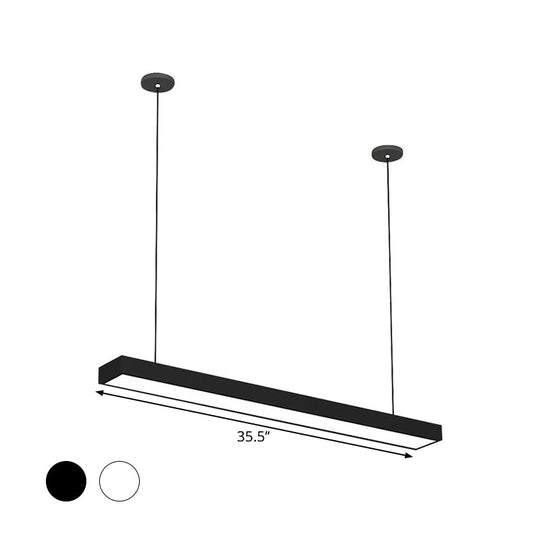 Simple Black/White Rectangle Pendant Light: Led Iron Hanging Fixture Multiple Width Options For