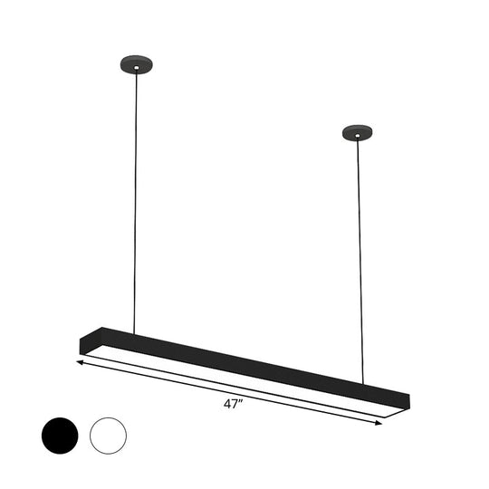 Modern Black/White Rectangle Pendant Light - 23.5’/35.5’/47’ Wide Led Iron Hanging Fixture