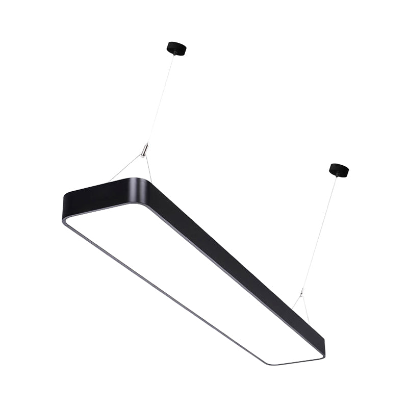 Contemporary Led Pendant Light: Black/White Rectangular Ceiling Lamp With Acrylic Shade - 4/8/12 W