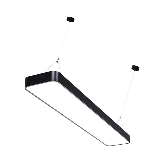 Contemporary Led Pendant Light: Black/White Rectangular Ceiling Lamp With Acrylic Shade - 4/8/12 W