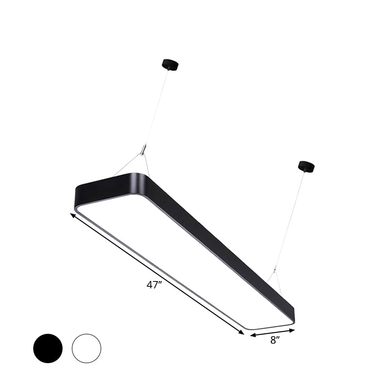 Contemporary Led Pendant Light: Black/White Rectangular Ceiling Lamp With Acrylic Shade - 4/8/12 W