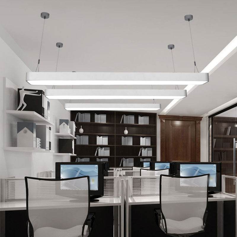 Contemporary Led Pendant Light: Black/White Rectangular Ceiling Lamp With Acrylic Shade - 4/8/12 W