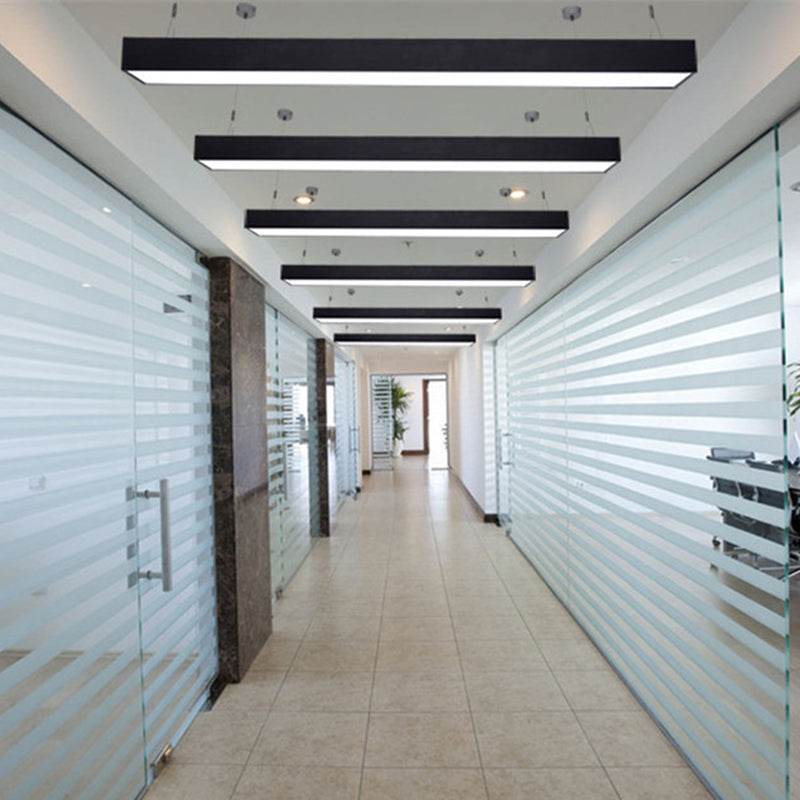 Minimalist Rectangular Led Hanging Light: 4’/8’/10’ Acrylic Ceiling Pendant In Black Or White