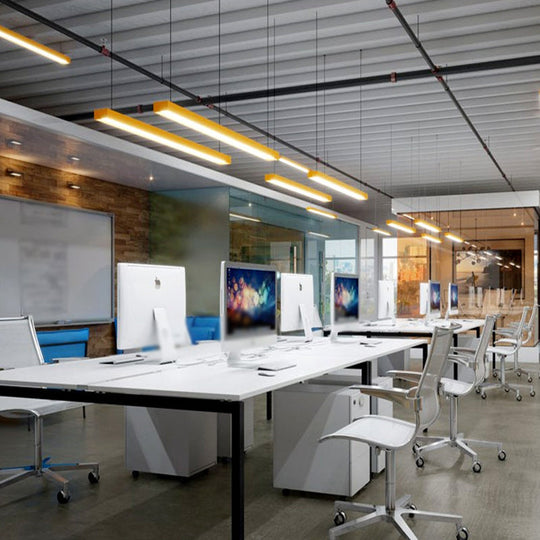 Nordic Style Aluminum Linear Pendant Lamp - 23.5’/47’/71’ Long Led Ceiling Hang Light In Wood