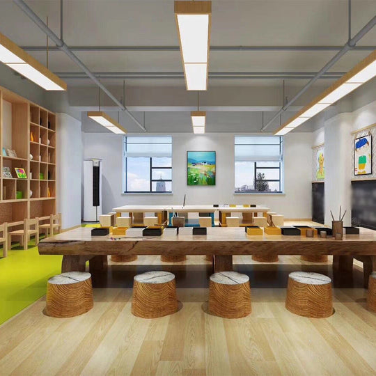 Nordic Style Aluminum Linear Pendant Lamp - 23.5’/47’/71’ Long Led Ceiling Hang Light In Wood