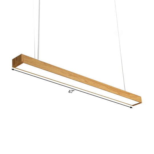 Nordic Style Aluminum Linear Pendant Lamp - 23.5’/47’/71’ Long Led Ceiling Hang Light In Wood