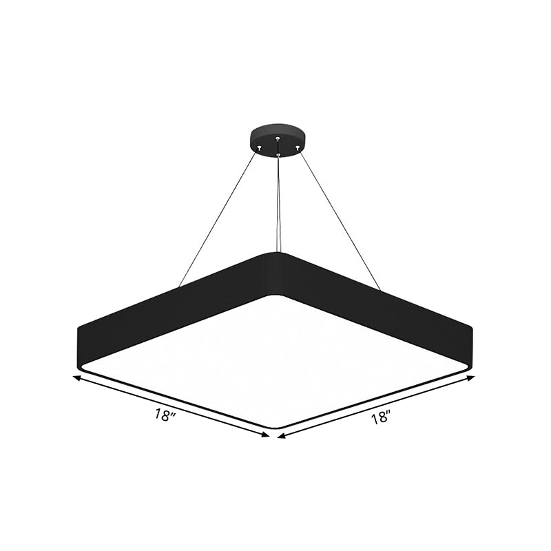 Sleek Black Square Hanging Light - 18/23.5 Width Simplicity Acrylic Led Ceiling Pendant For Living