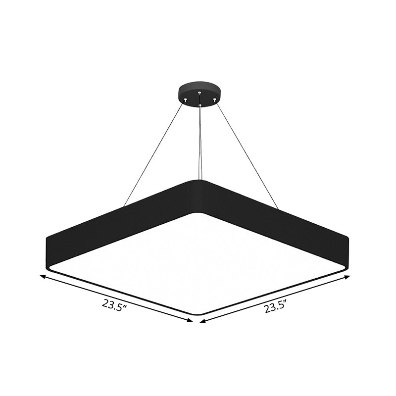 Simple Black Square Hanging Light - 18’/23.5’ Width Acrylic Led Ceiling Pendant For Living Room