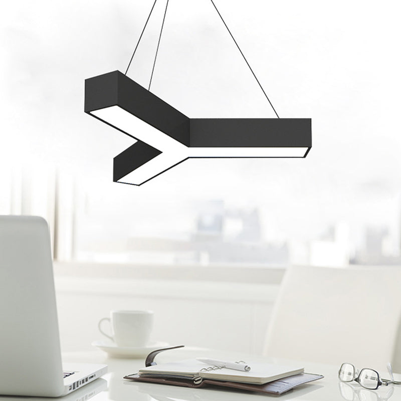 Modern Y-Shaped Gymnasium Led Ceiling Lamp In Black/White 3 Sizes Available Black / 14’