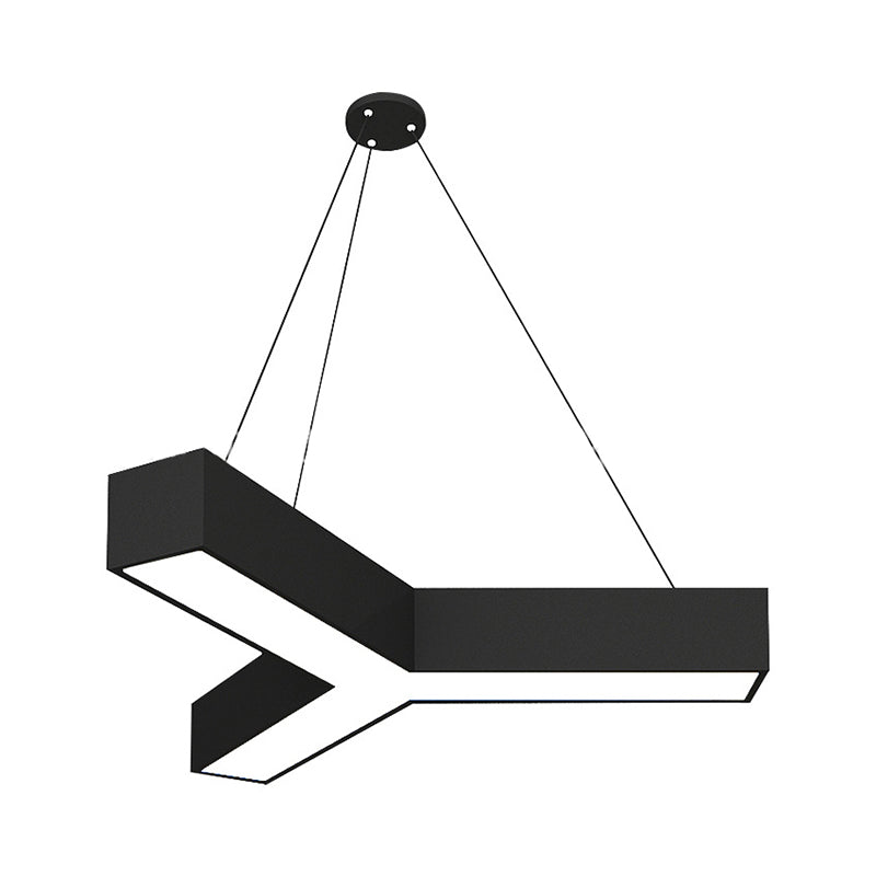 Modern Y-Shaped Gymnasium Led Ceiling Lamp In Black/White 14/18/24.5 W