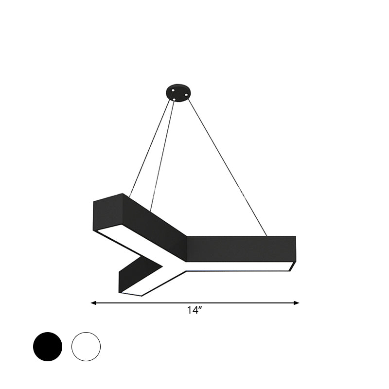 Modern Y-Shaped Gymnasium Led Ceiling Lamp In Black/White 3 Sizes Available