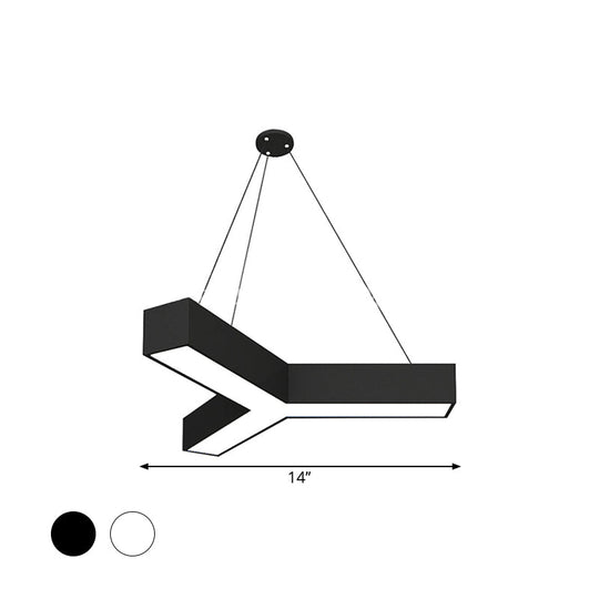 Modern Y-Shaped Gymnasium Led Ceiling Lamp In Black/White 3 Sizes Available