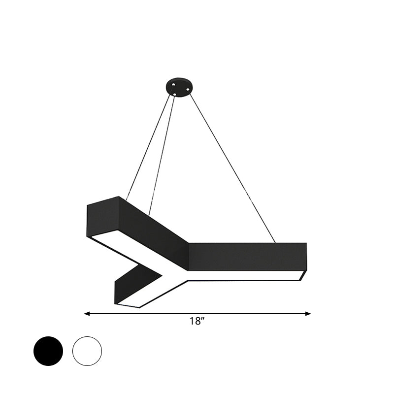 Modern Y-Shaped Gymnasium Led Ceiling Lamp In Black/White 3 Sizes Available