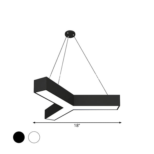 Modern Y-Shaped Gymnasium Led Ceiling Lamp In Black/White 3 Sizes Available