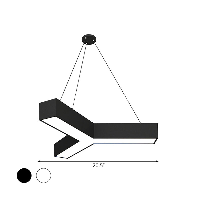 Modern Y-Shaped Gymnasium Led Ceiling Lamp In Black/White 3 Sizes Available