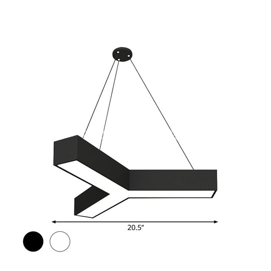 Modern Y-Shaped Gymnasium Led Ceiling Lamp In Black/White 3 Sizes Available