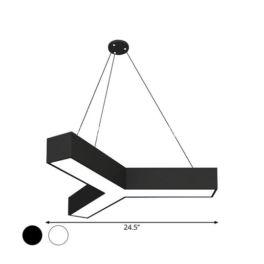 Modern Y-Shaped Gymnasium Led Ceiling Lamp In Black/White 3 Sizes Available