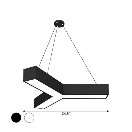 Modern Y-Shaped Gymnasium Led Ceiling Lamp In Black/White 14/18/24.5 W