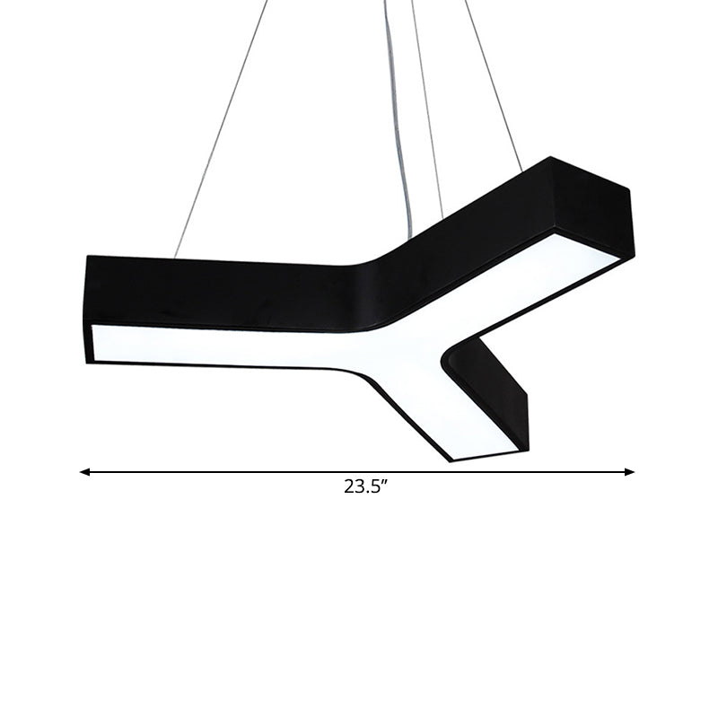 23.5’/35.5’/47’ Nordic Black Led Office Pendant Lamp With Y Shaped Acrylic Shade – Warm/White Light