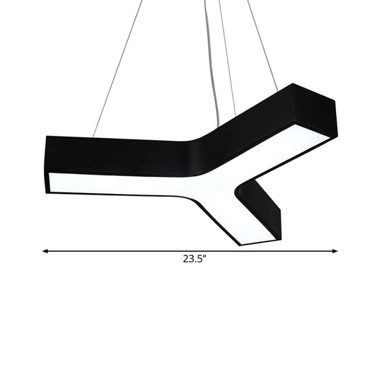 23.5’/35.5’/47’ Nordic Black Led Office Pendant Lamp With Y Shaped Acrylic Shade – Warm/White Light