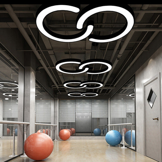 Contemporary Black C Pendant Ceiling Light - Led Acrylic Down Lighting Warm/White (16/23.5/31.5 W)