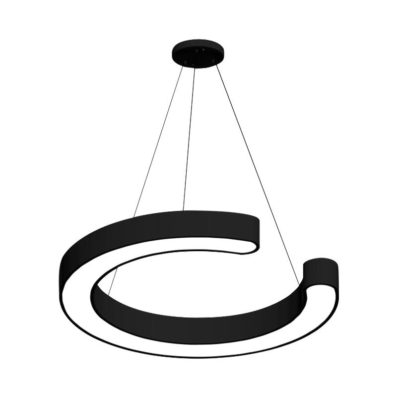 Contemporary Black C Pendant Ceiling Light - 16’/23.5’/31.5’ W Led Acrylic Down Lighting In