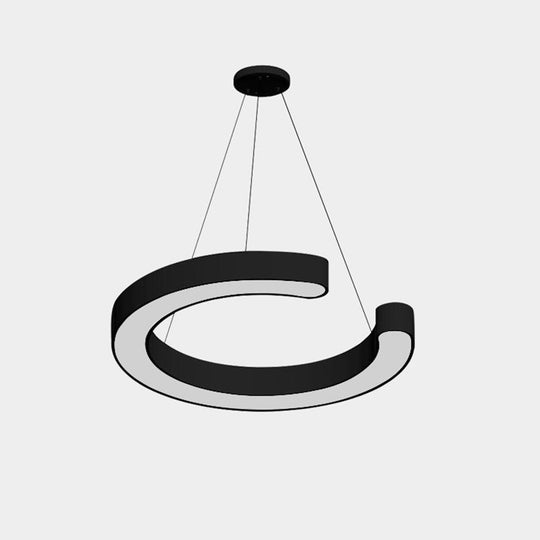 Contemporary Black C Pendant Ceiling Light - 16’/23.5’/31.5’ W Led Acrylic Down Lighting In
