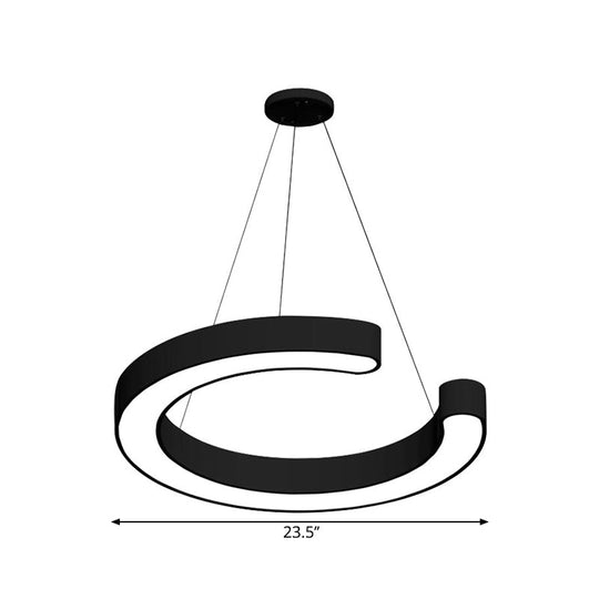 Contemporary Black C Pendant Ceiling Light - Led Acrylic Down Lighting Warm/White (16/23.5/31.5 W)