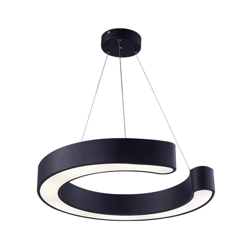 C Shaped Acrylic Led Pendant: Minimalist Black/White Hanging Lamp In Warm/White Light 21.5/31.5 Wide