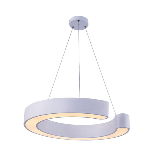 C Shaped Acrylic Led Pendant: Minimalist Black/White Hanging Lamp In Warm/White Light 21.5/31.5 Wide