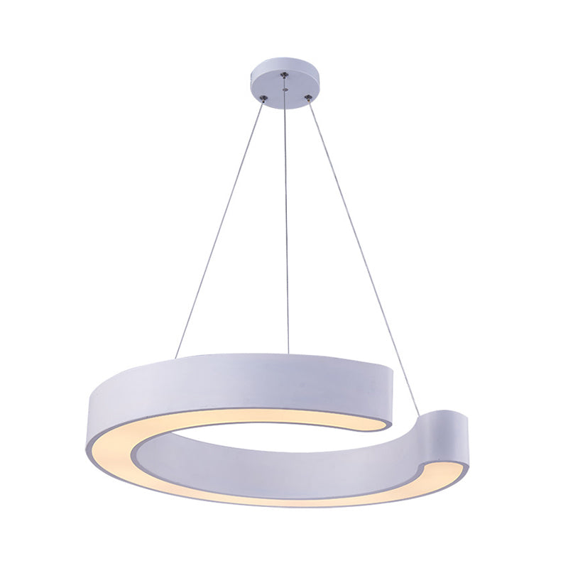 C Shaped Acrylic Led Pendant Lamp - Minimalist Black/White Warm/White Light 21.5’/31.5’ Wide
