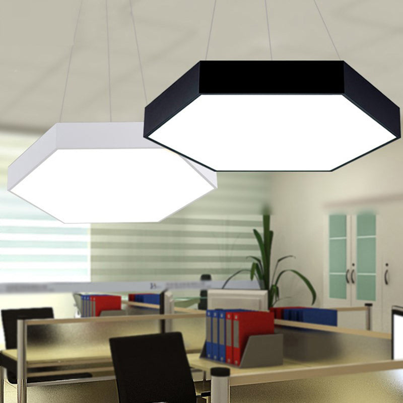 Metallic Honeycomb Led Pendant Light - Black/White Hanging Lamp Kit With Acrylic Diffuser