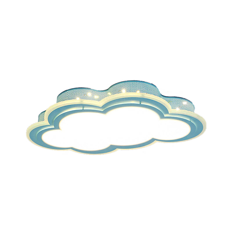 Blue Led Hollow Cloud Ceiling Lamp For Contemporary Kid’s Bedroom