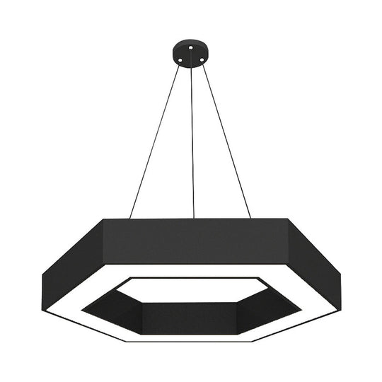 Modern Black Led Pendant Light - Hexagonal Acrylic Fixture 18/31.5/47 Wide / 18