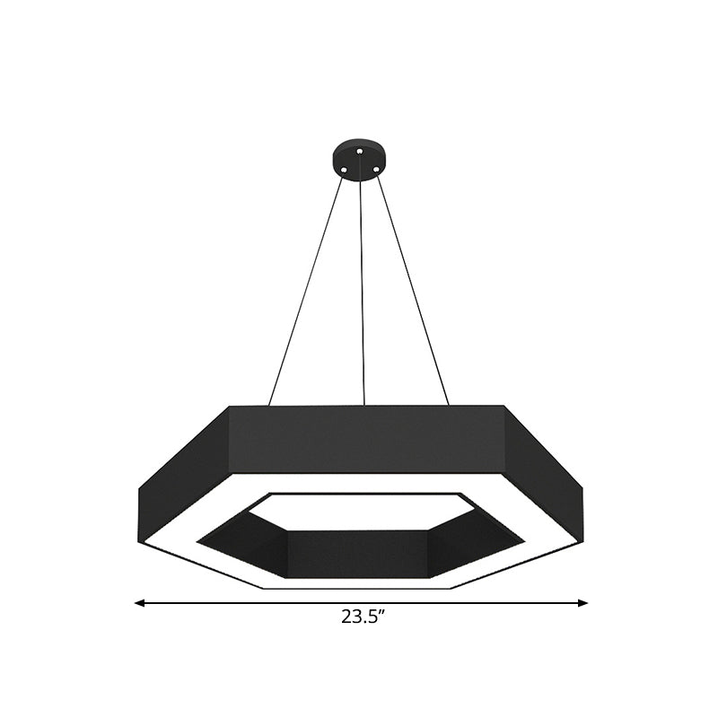 Modern Hexagonal Led Pendant Light Fixture In Acrylic Black 18’/31.5’/47’ Wide