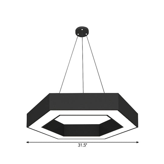 Modern Hexagonal Led Pendant Light Fixture In Acrylic Black 18’/31.5’/47’ Wide