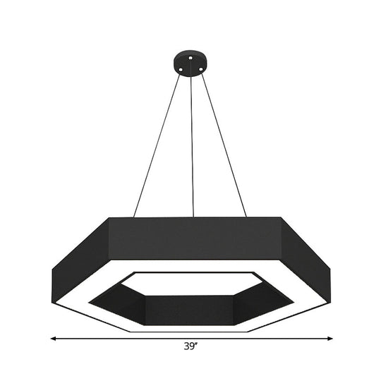 Modern Black Led Pendant Light - Hexagonal Acrylic Fixture 18/31.5/47 Wide