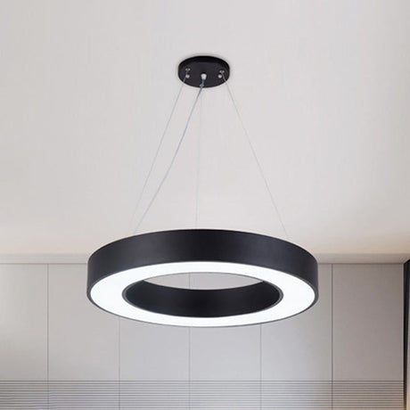 Sleek Black Hoop Pendant Light - 16/23.5/39 Wide Led Acrylic Ceiling Lamp