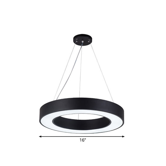 Sleek Black Hoop Pendant Light - 16/23.5/39 Wide Led Acrylic Ceiling Lamp