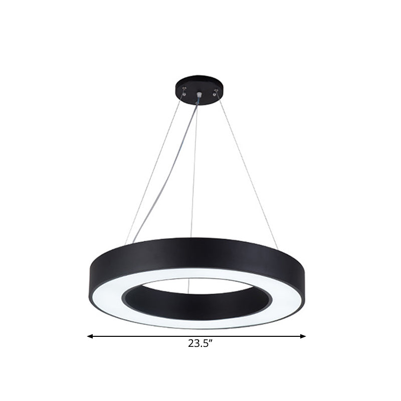 Sleek Black Hoop Pendant Light - 16/23.5/39 Wide Led Acrylic Ceiling Lamp