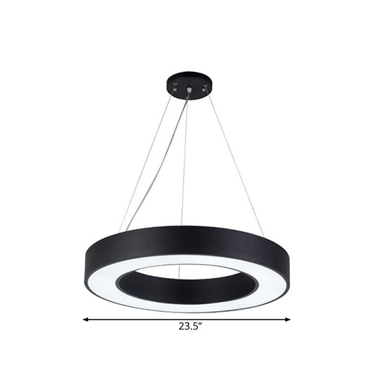 Sleek Black Hoop Pendant Light - 16/23.5/39 Wide Led Acrylic Ceiling Lamp