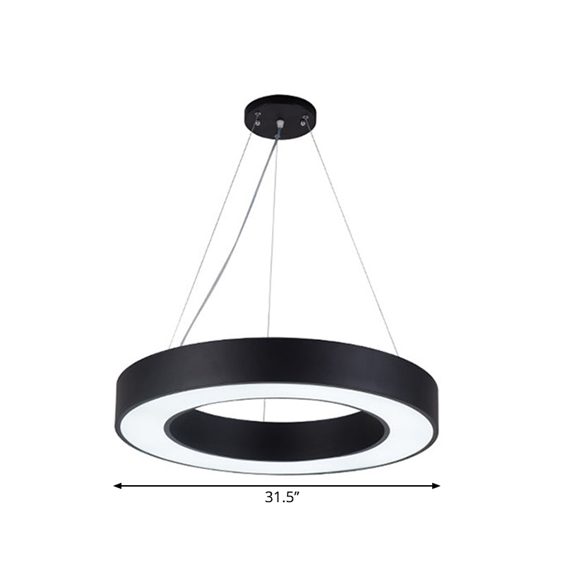 Sleek Black Hoop Pendant Light - 16/23.5/39 Wide Led Acrylic Ceiling Lamp