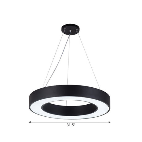 Sleek Black Hoop Pendant Light - 16/23.5/39 Wide Led Acrylic Ceiling Lamp