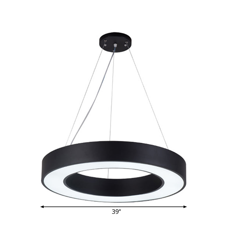 Sleek Black Hoop Pendant Light - 16/23.5/39 Wide Led Acrylic Ceiling Lamp