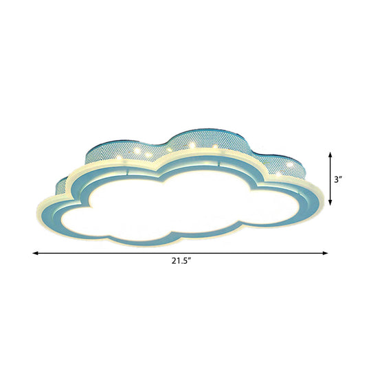 Blue Led Hollow Cloud Ceiling Lamp For Contemporary Kids Bedroom