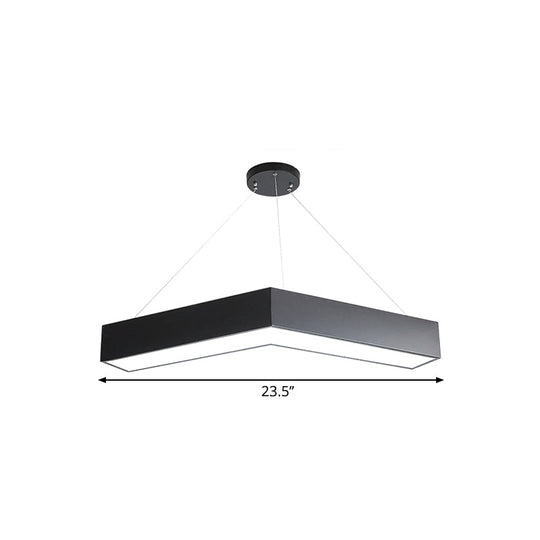 Modern V-Shaped Commercial Pendant Led Hanging Lamp Minimalistic Metal Black/White