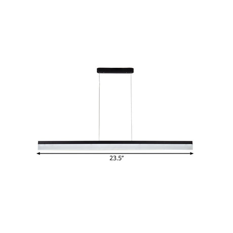 Black Led Acrylic Linear Ceiling Lamp - Ultrathin Wide & Simple Design For Office 23.5/35.5/47