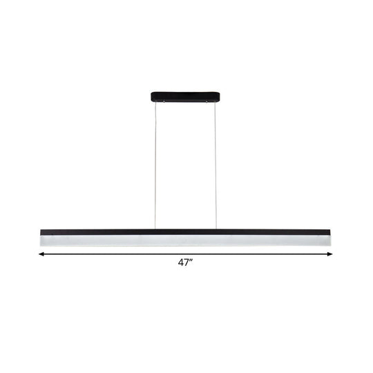 Simple Black Ultrathin Linear Ceiling Lamp With Wide Led Acrylic Pendant - Ideal For Office