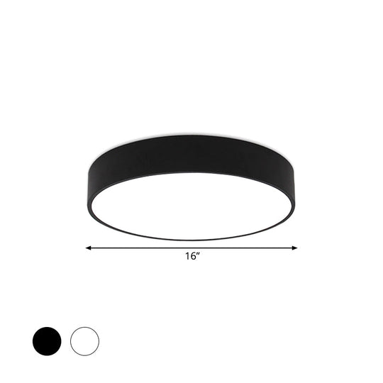 Minimalist Black/White Round Flush Mount Led Ceiling Light - 16/23.5/31.5 Diameter